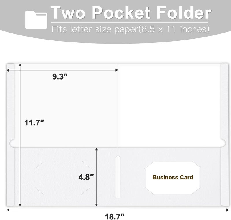 LAYZZ Folders with Pockets, 60 Pack Paper Pocket Folders, 2 Pocket File folders Fits Letter Size Paper, for School Office and Home (White) - Image 2
